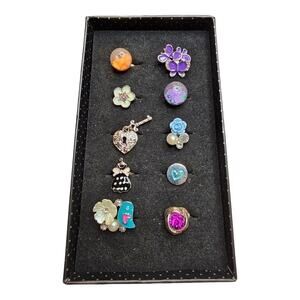 Paparazzi Lot of 10 Adjustable Rings in Cute Box, Preteens and Teens NEW #5